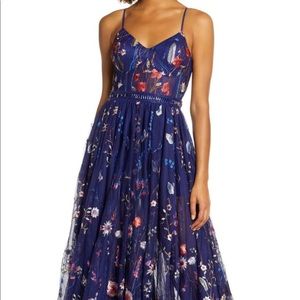 Mac Duggal embroidered mesh gown